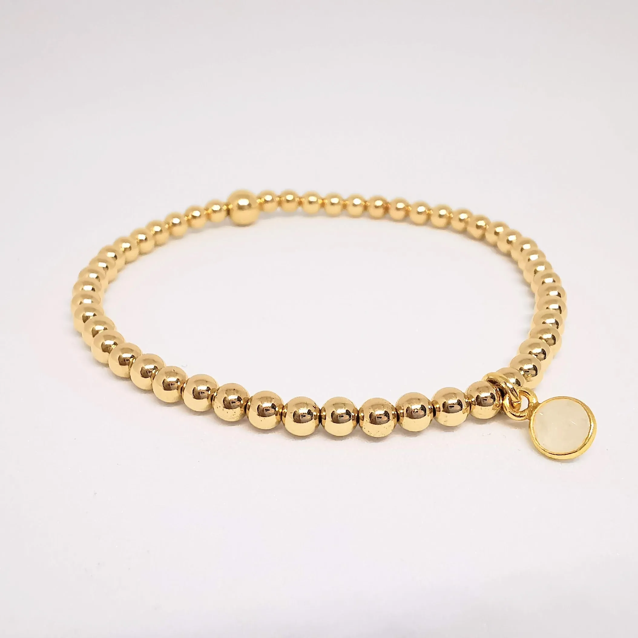 Gold Moonstone Bead Bracelet