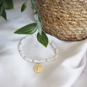 Gold Moonstone bracelet with San Benedetto Disc