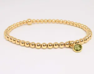 Gold Peridot Bead Bracelet