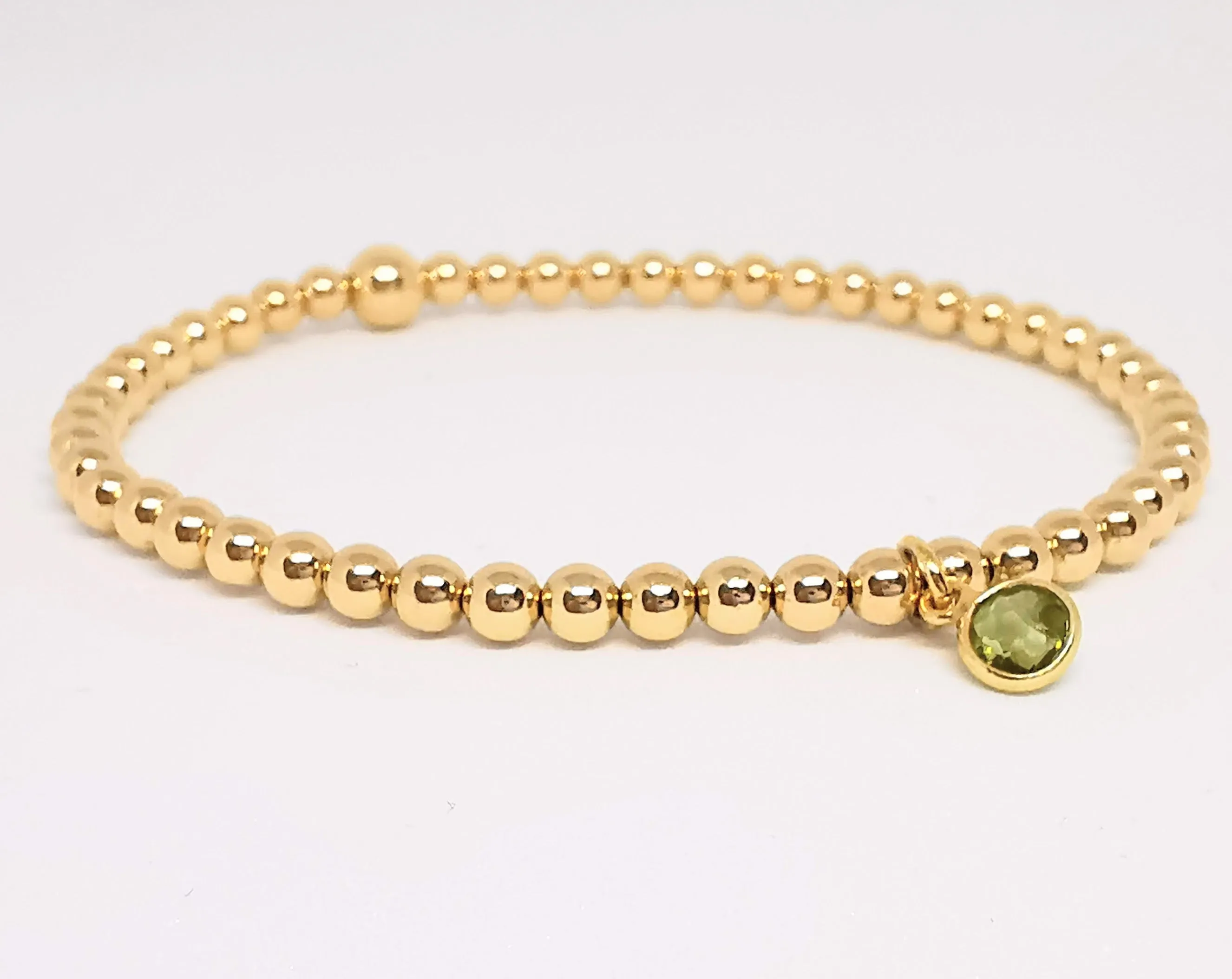 Gold Peridot Bead Bracelet