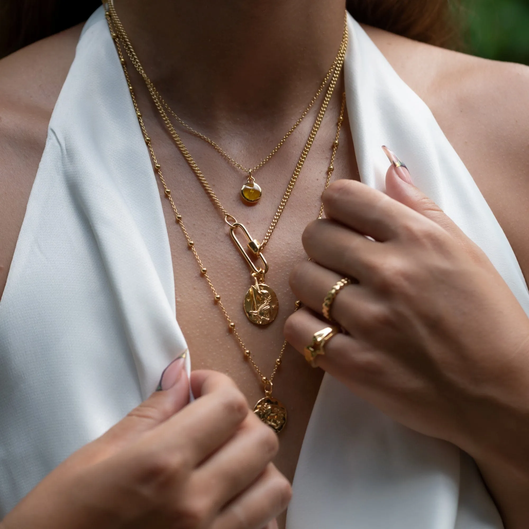 Gold Plated Yellow Lightning Resin Capture Necklace