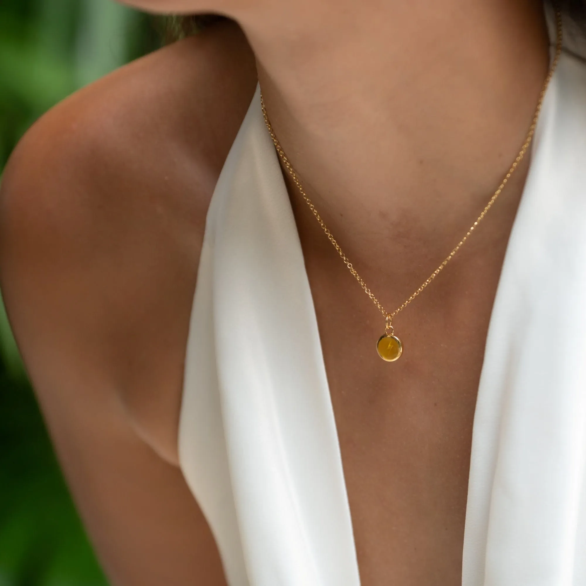 Gold Plated Yellow Lightning Resin Capture Necklace