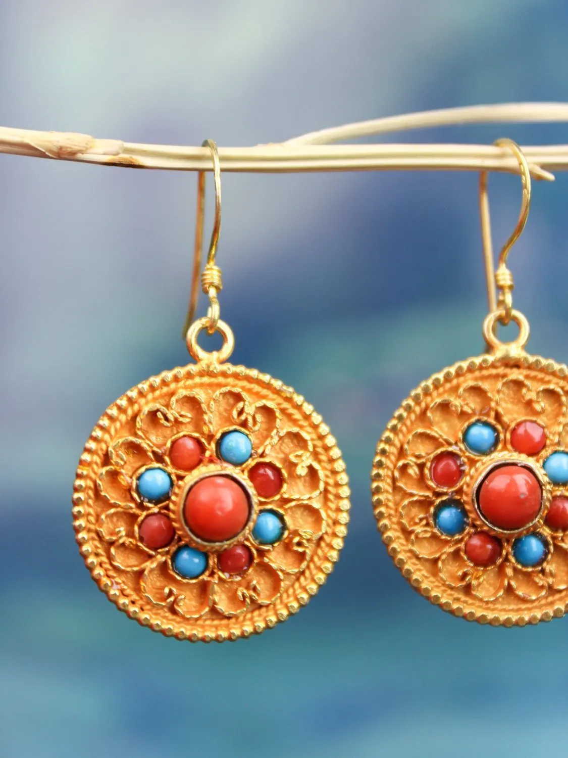 Gold Vermeil Detailed Filagree Earrings