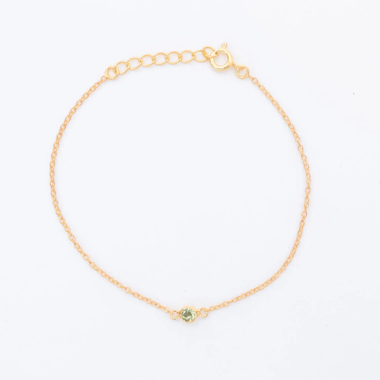 Gold Vermeil Peridot Solitaire Bracelet