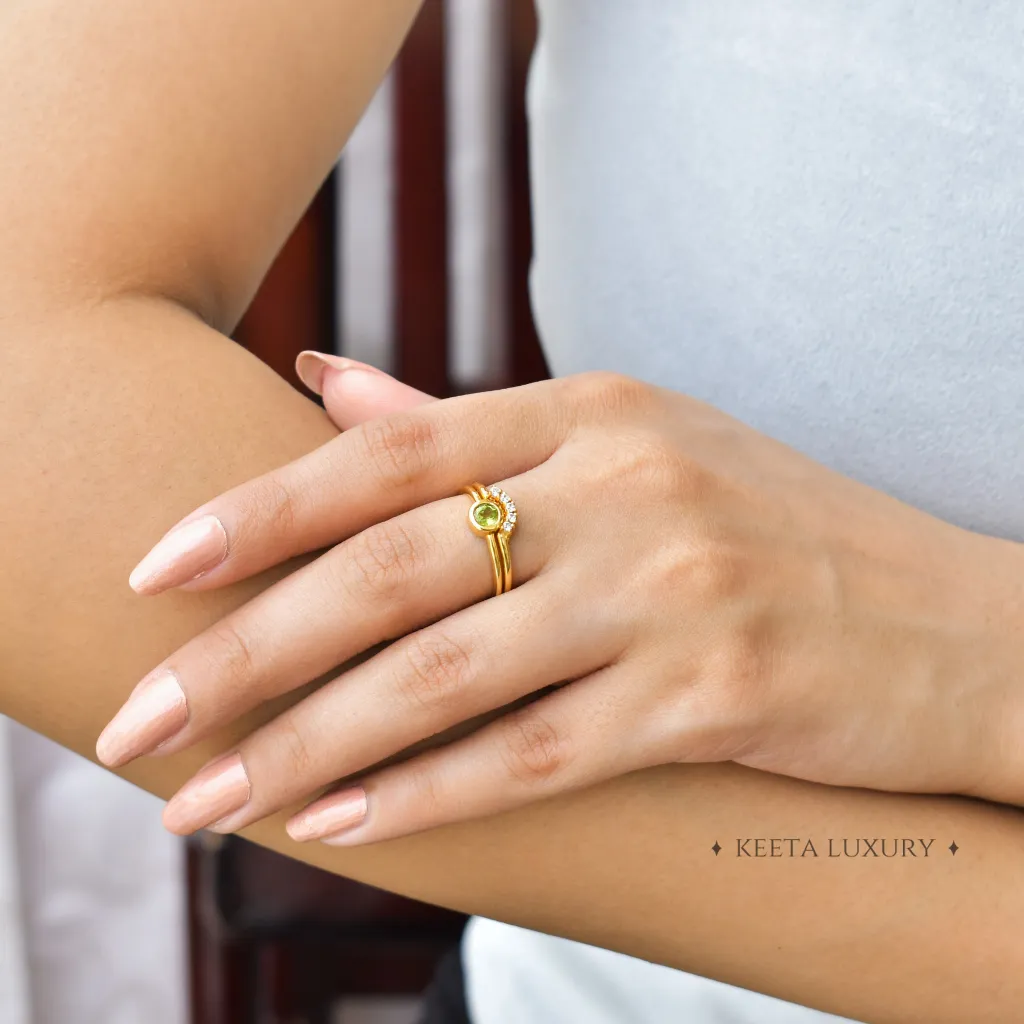 Golden Radiance - Peridot Stacking Ring Set