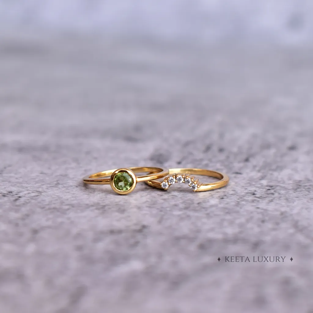 Golden Radiance - Peridot Stacking Ring Set