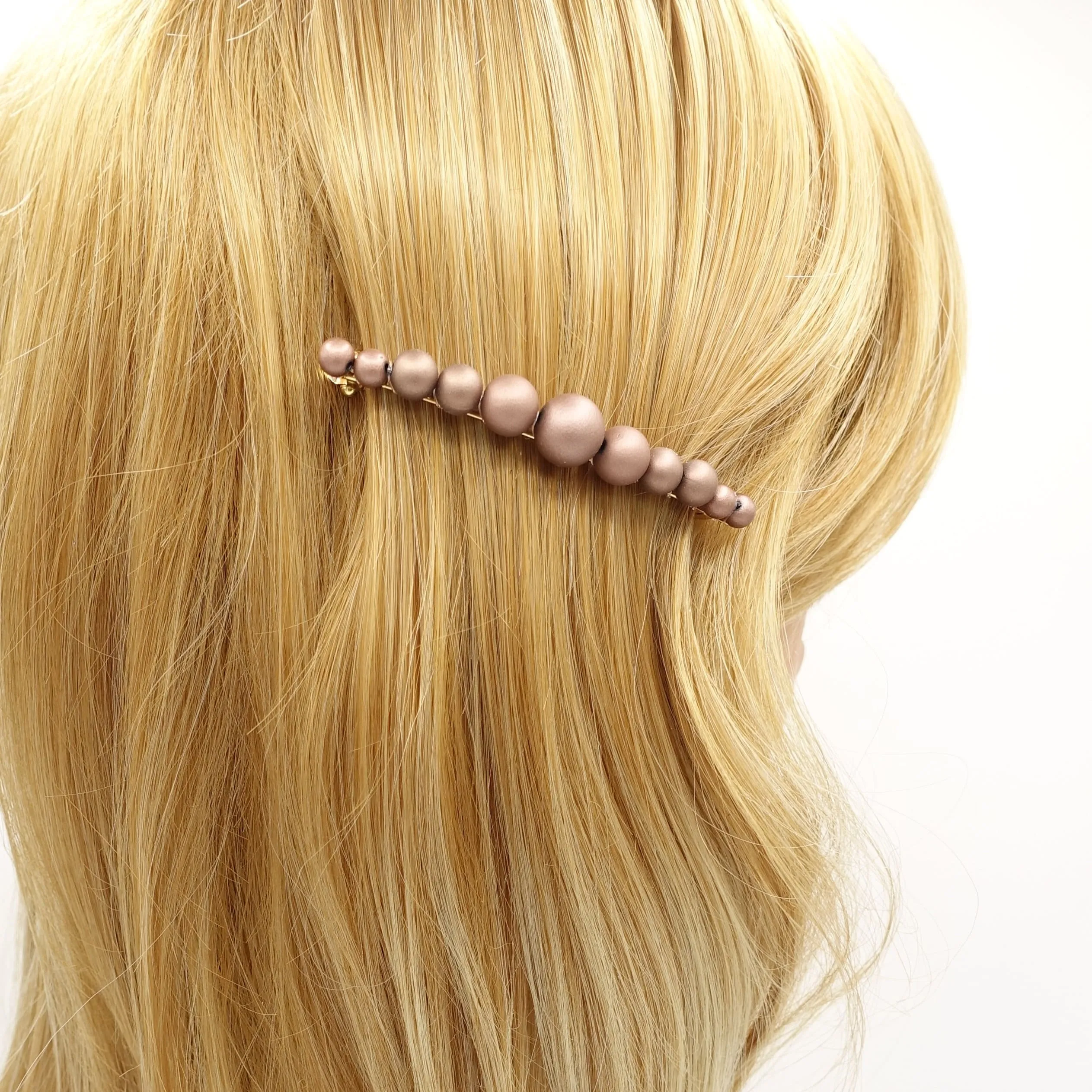 graduated ball hair barrette matte color ball embellished hair accessory for women