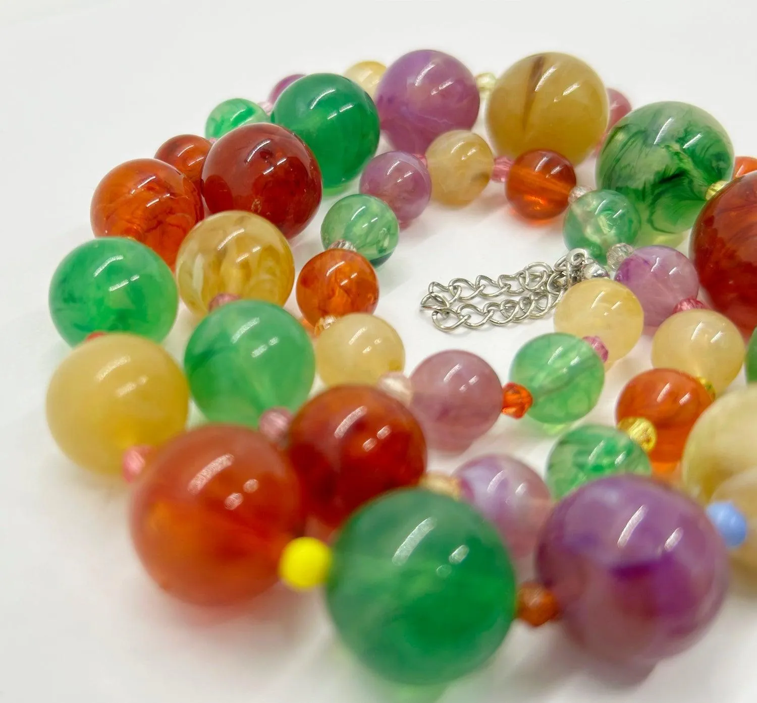 Graduated Colorful Glass Bead Necklace