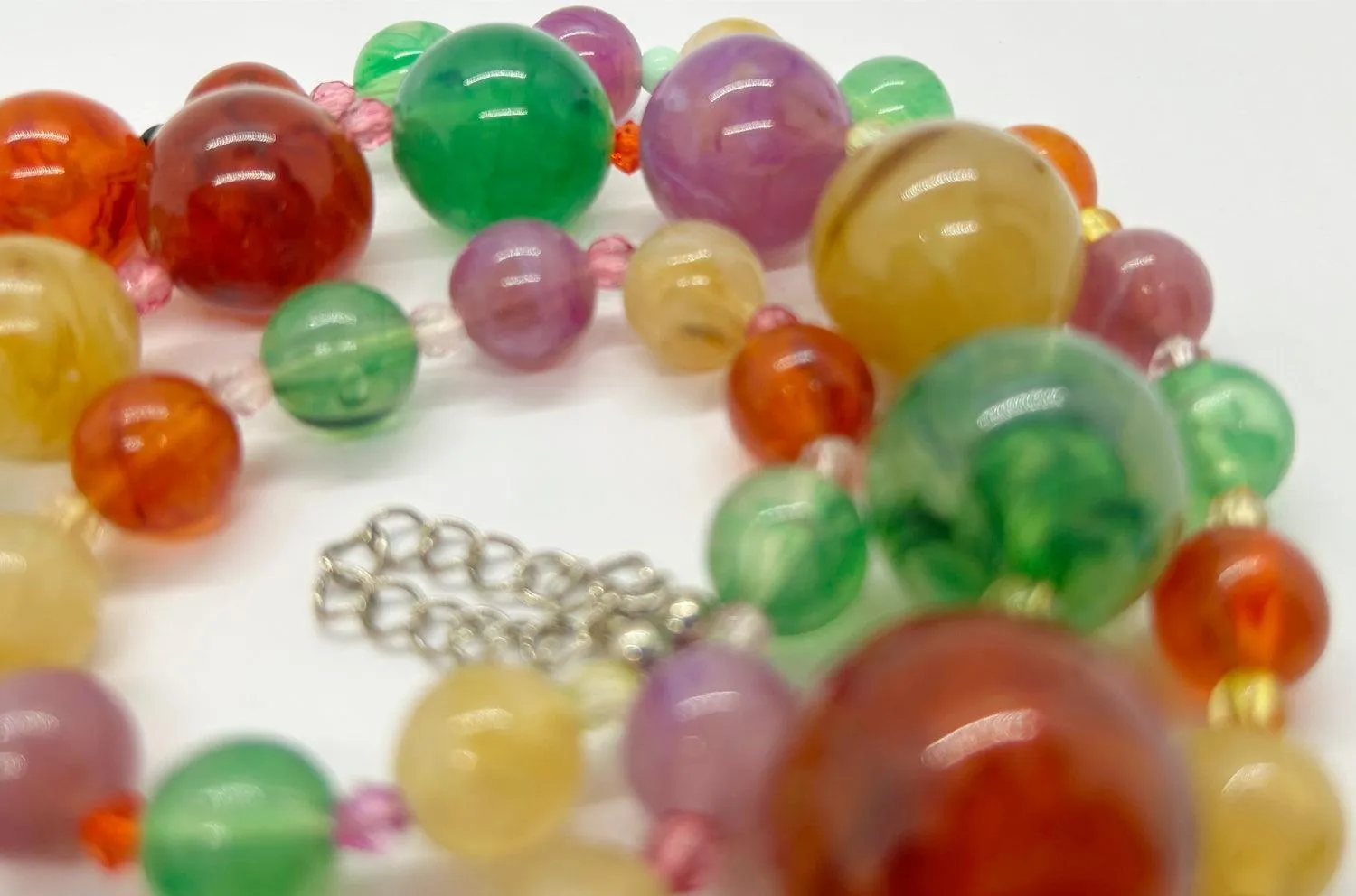 Graduated Colorful Glass Bead Necklace