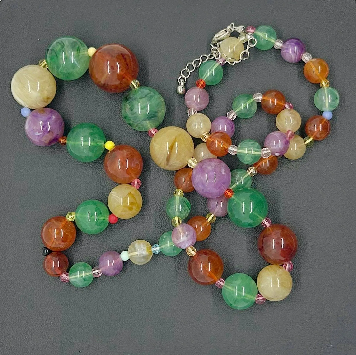 Graduated Colorful Glass Bead Necklace