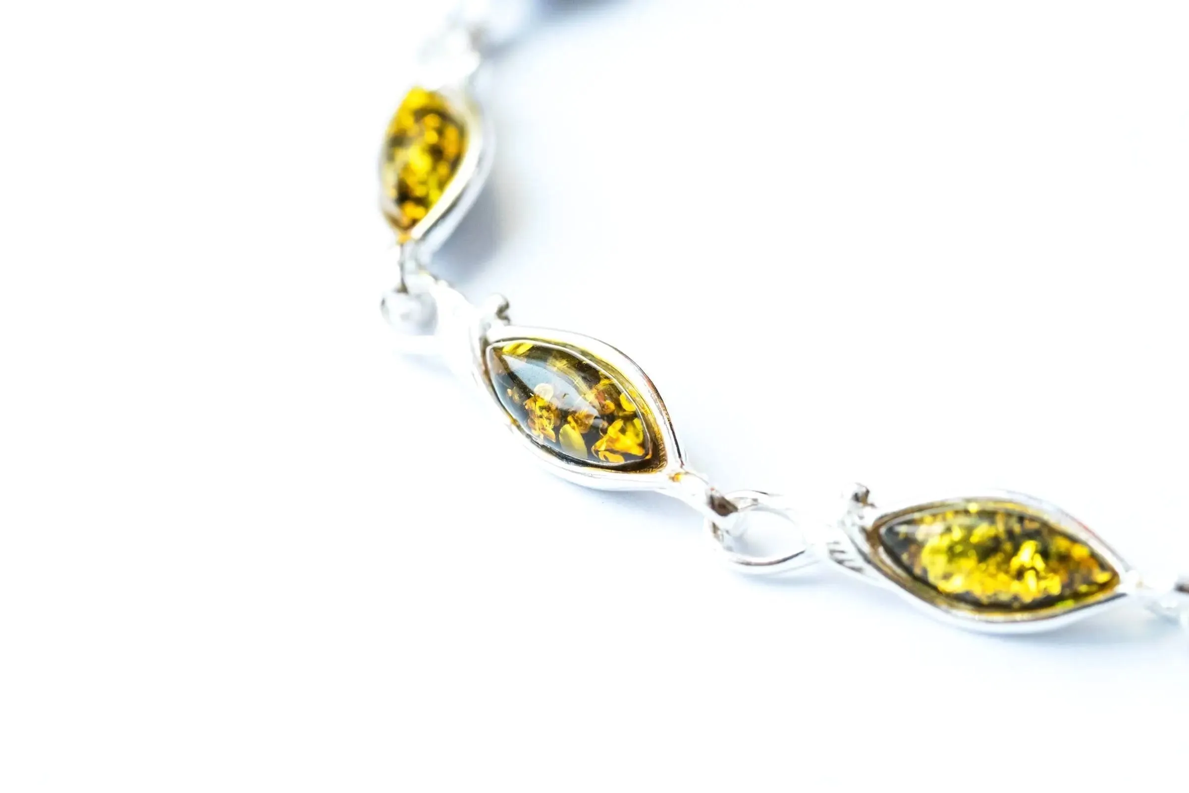 Green Amber Leaf Bracelet