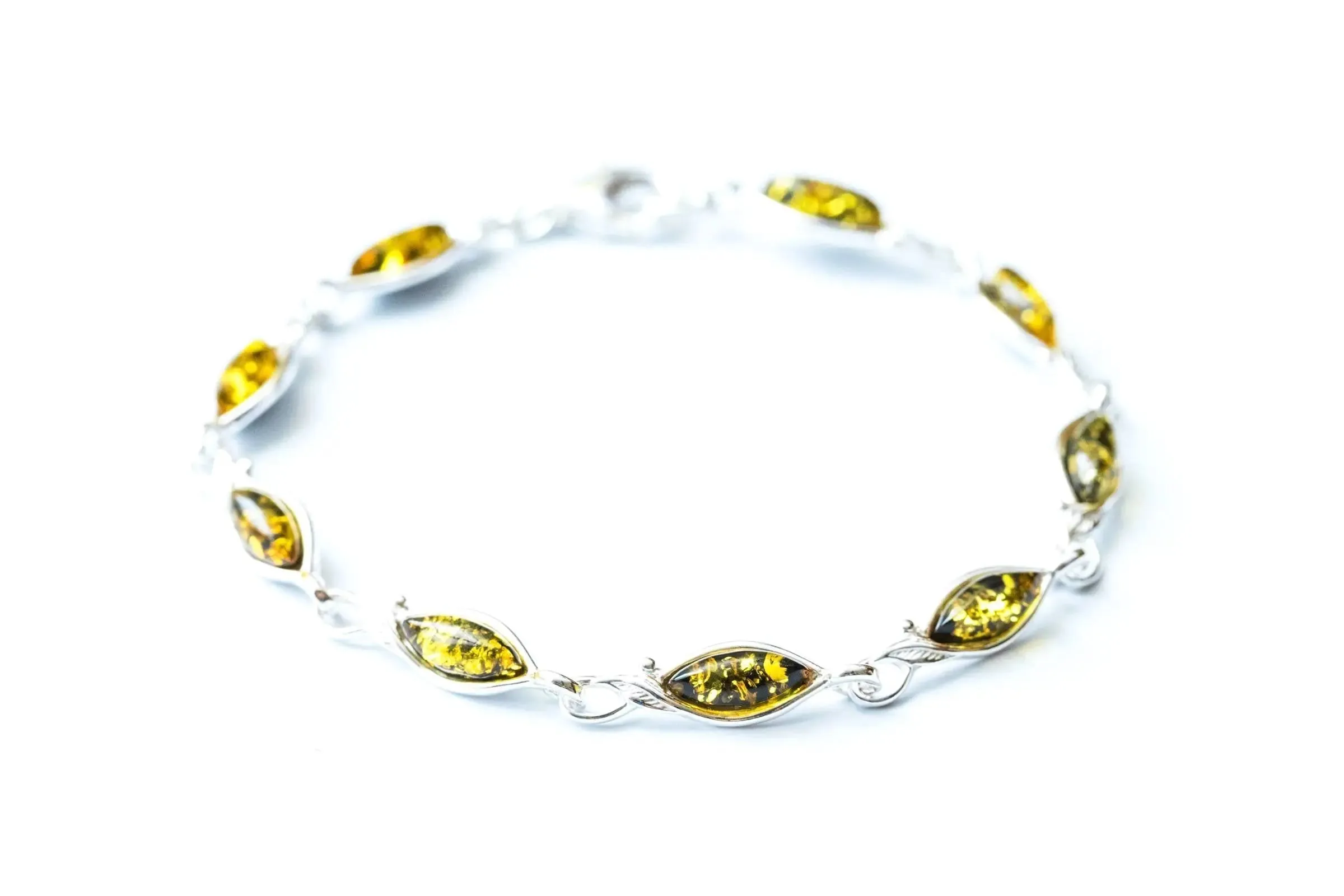 Green Amber Leaf Bracelet