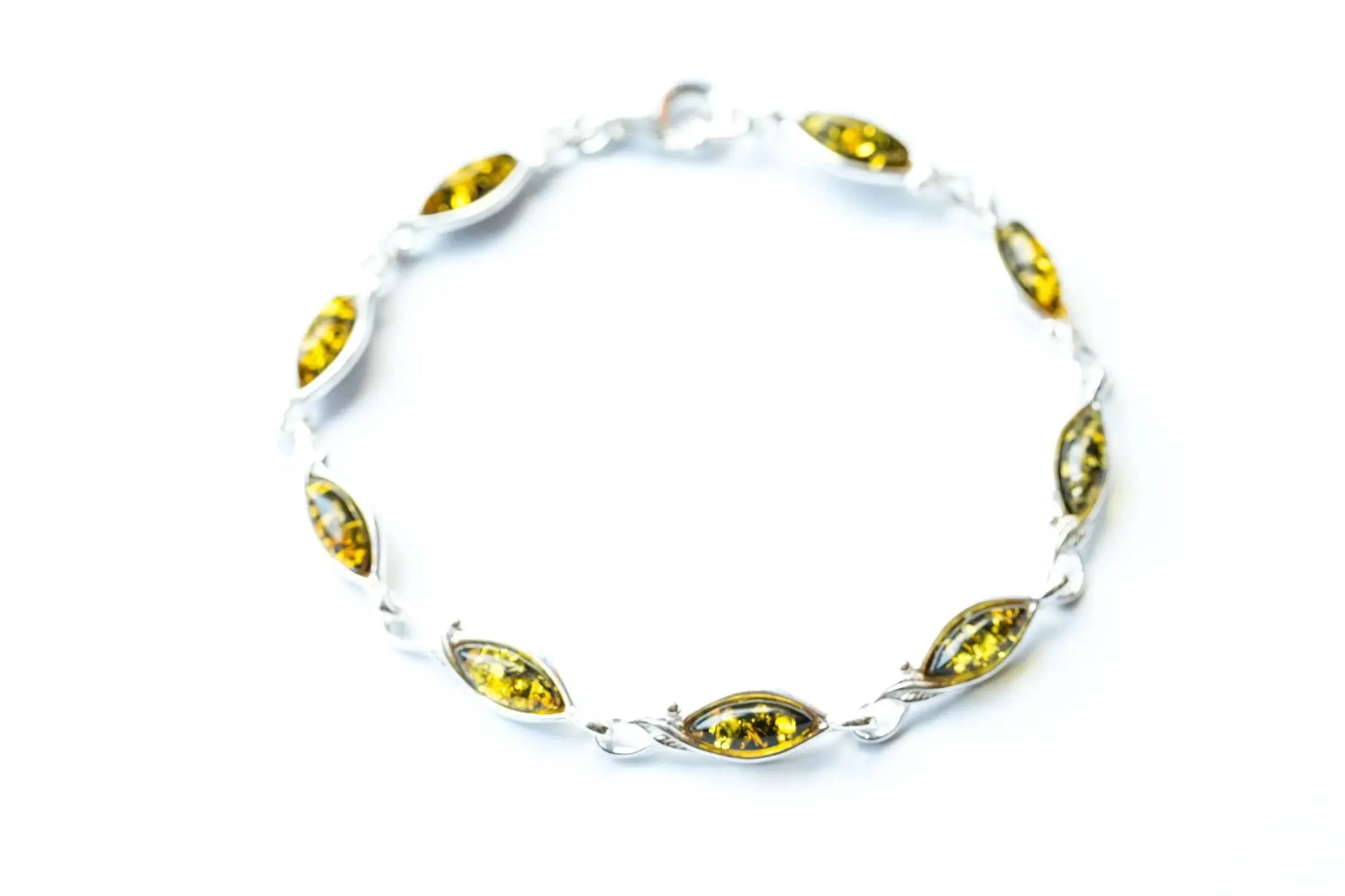 Green Amber Leaf Bracelet