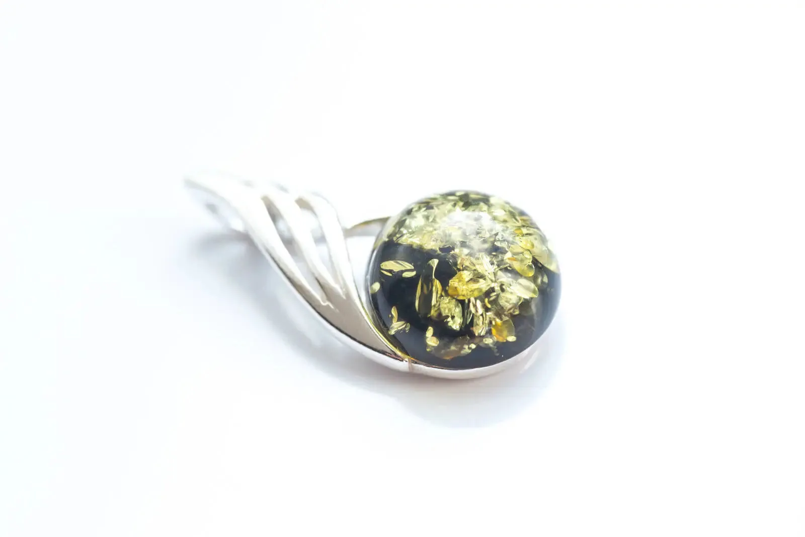 Green Amber Orb Pendant