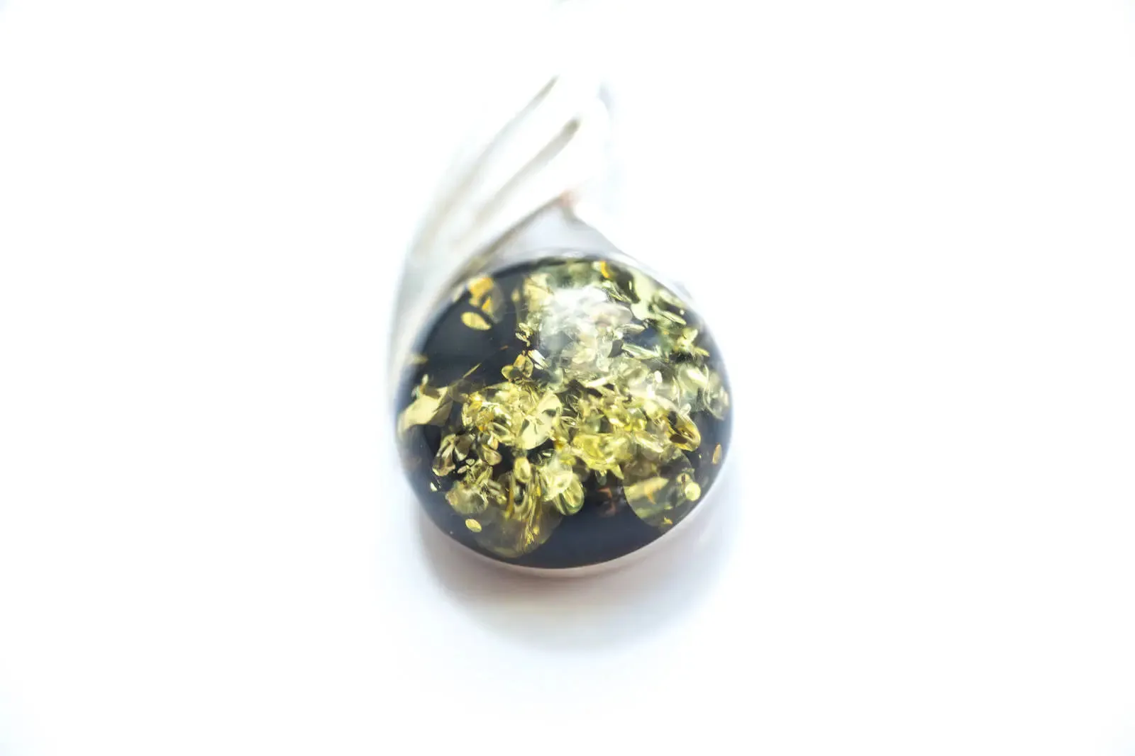 Green Amber Orb Pendant