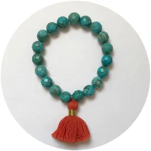 Green Turquoise with Orange Tassel