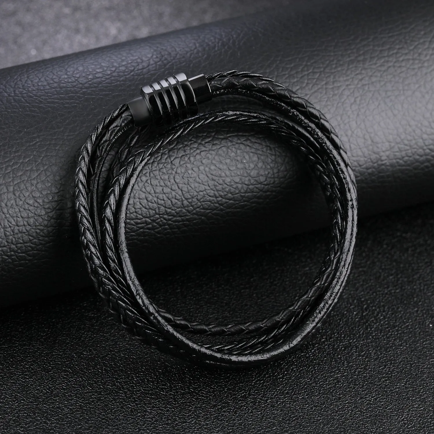 Hand-woven multi-layer men's leather bracelet Punk rock style simple leather bracelet bracelet