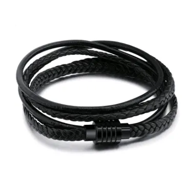 Hand-woven multi-layer men's leather bracelet Punk rock style simple leather bracelet bracelet