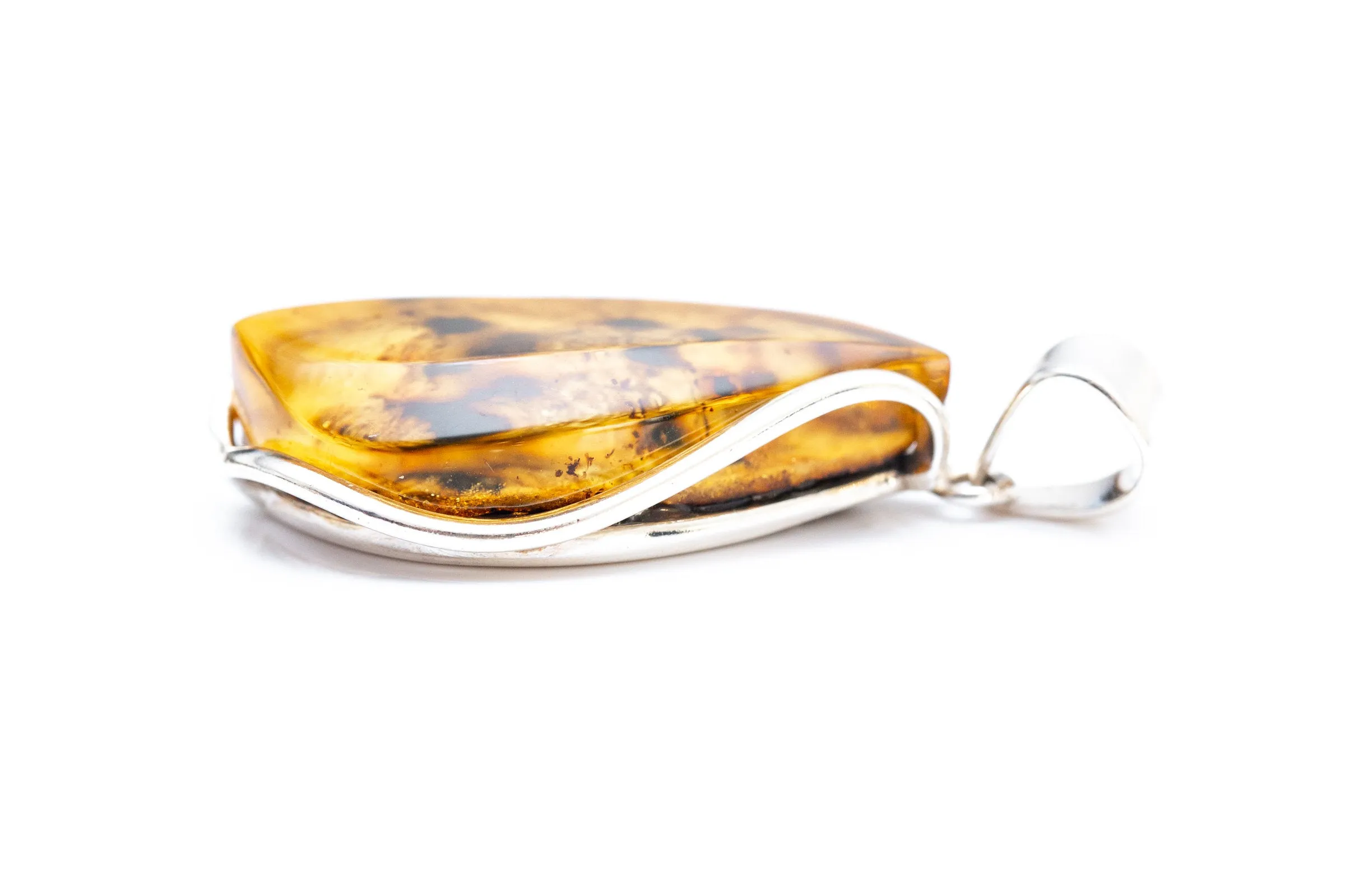 Handmade Tiger Speckled Amber Pendant