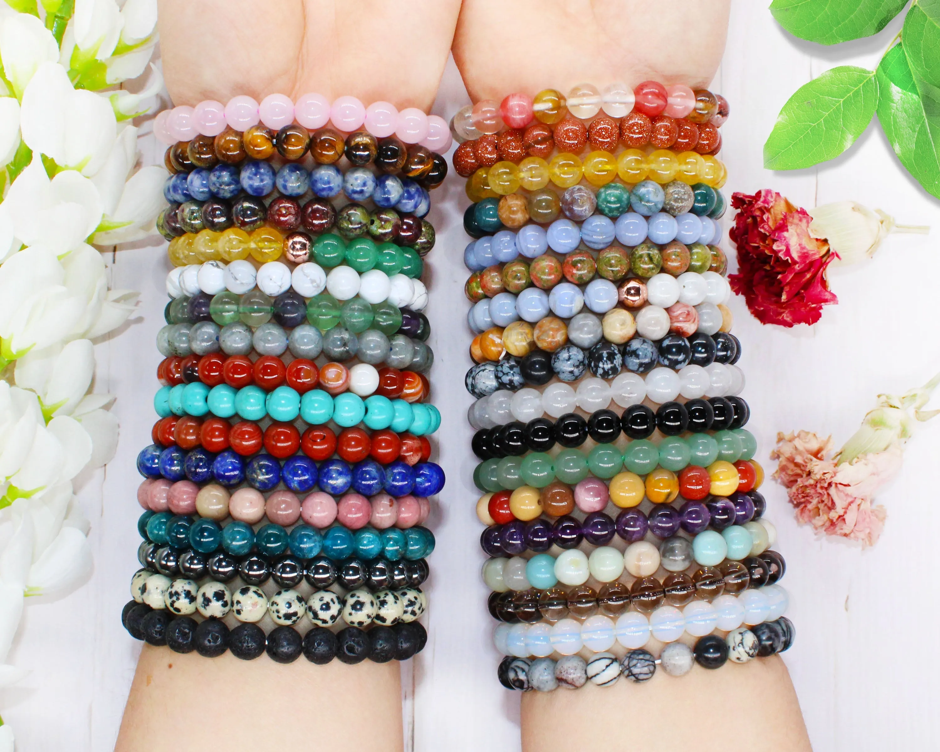 Healing Crystal Bead Bracelet for Women, Men, Stacked Bracelets