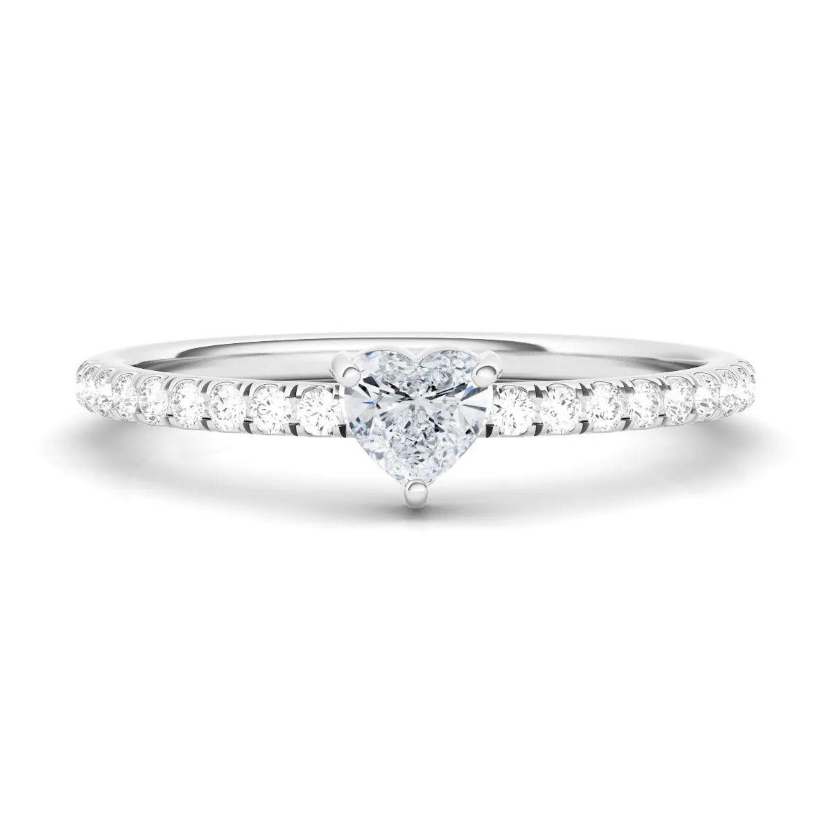 Heart & Pave Diamond Ring