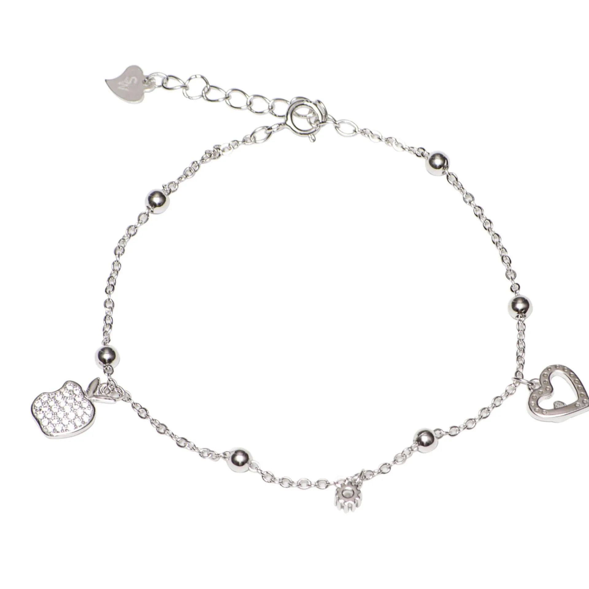 Heart and Apple Drop Bracelet 21cm For Women B5203