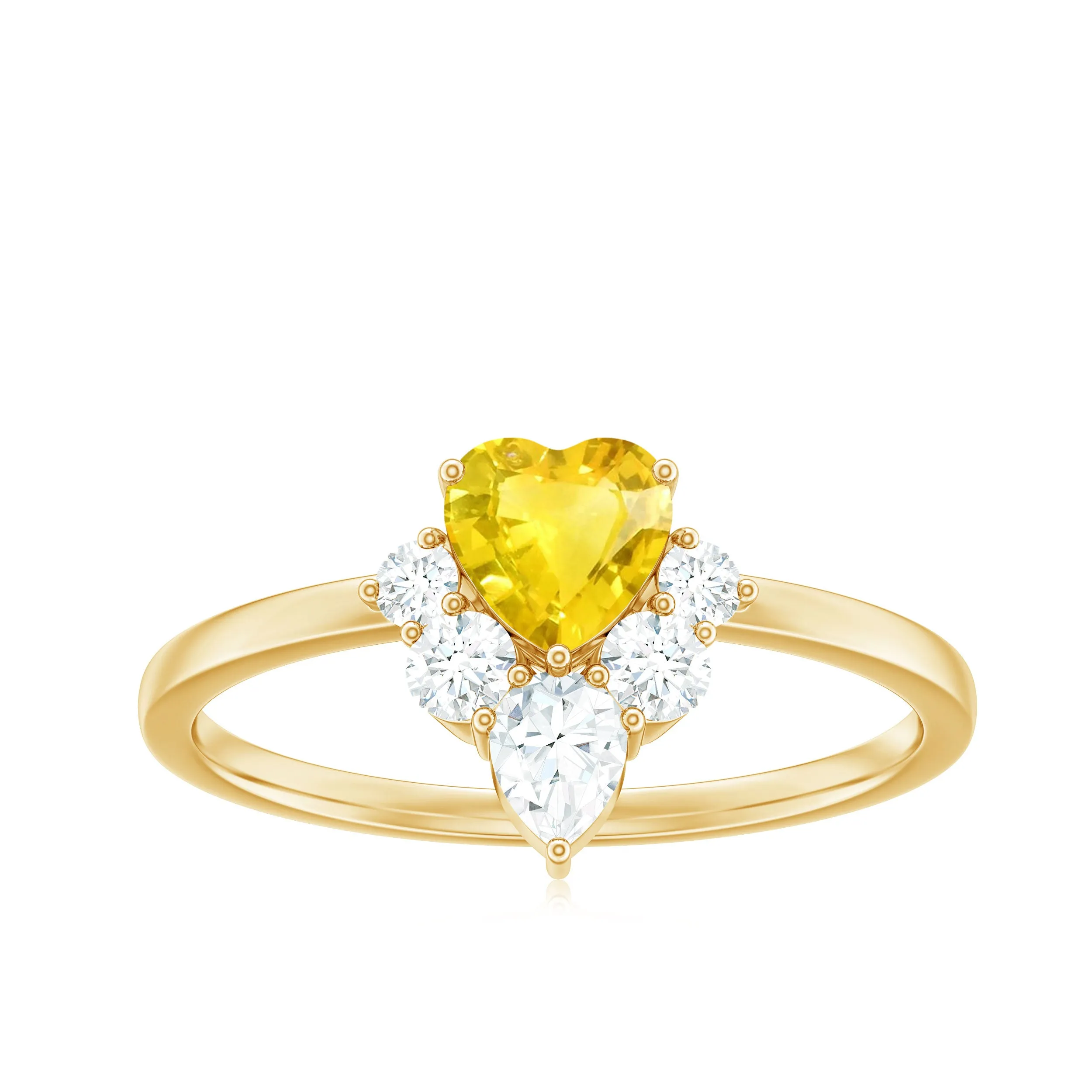 Heart Shape Yellow Sapphire and Diamond Engagement Ring