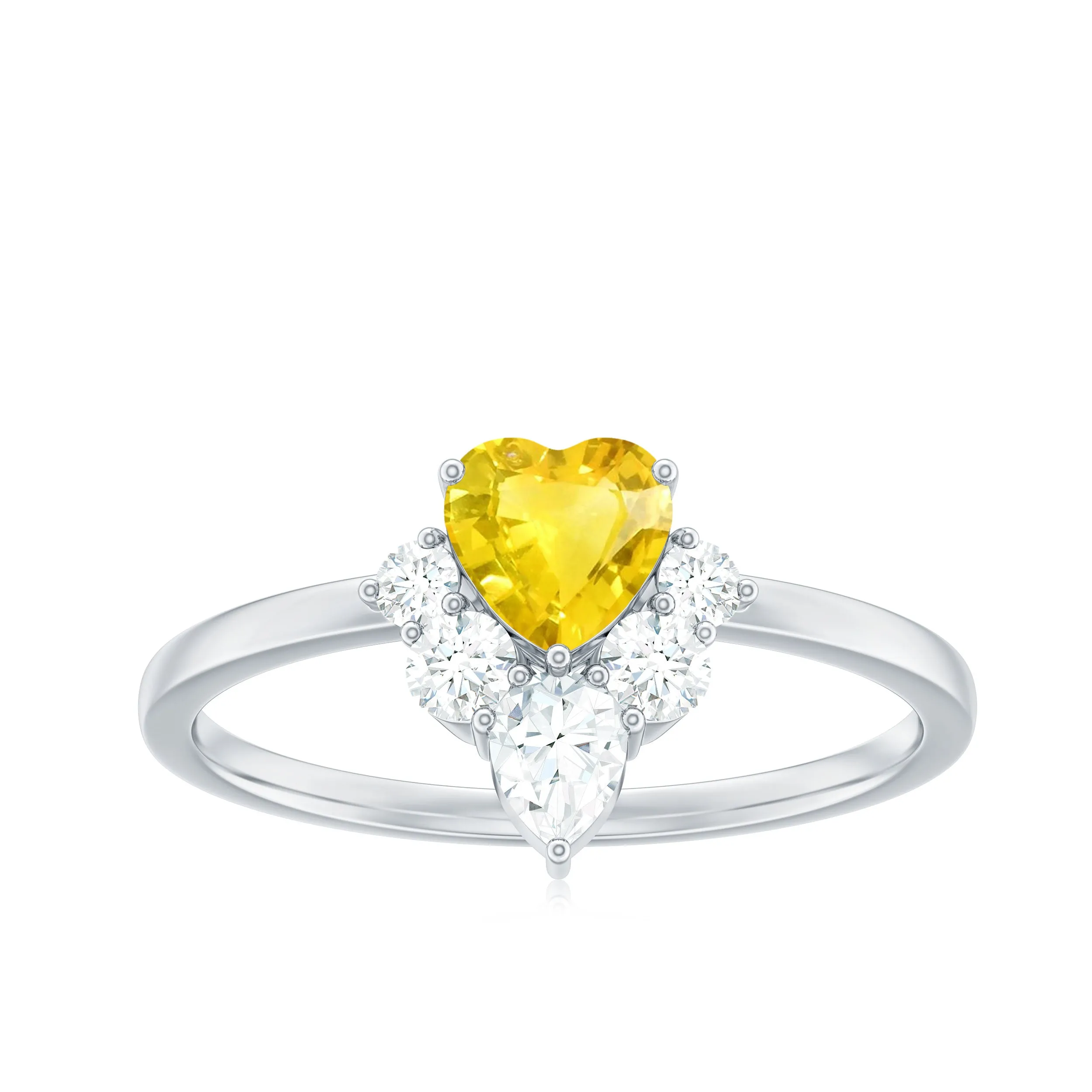 Heart Shape Yellow Sapphire and Diamond Engagement Ring