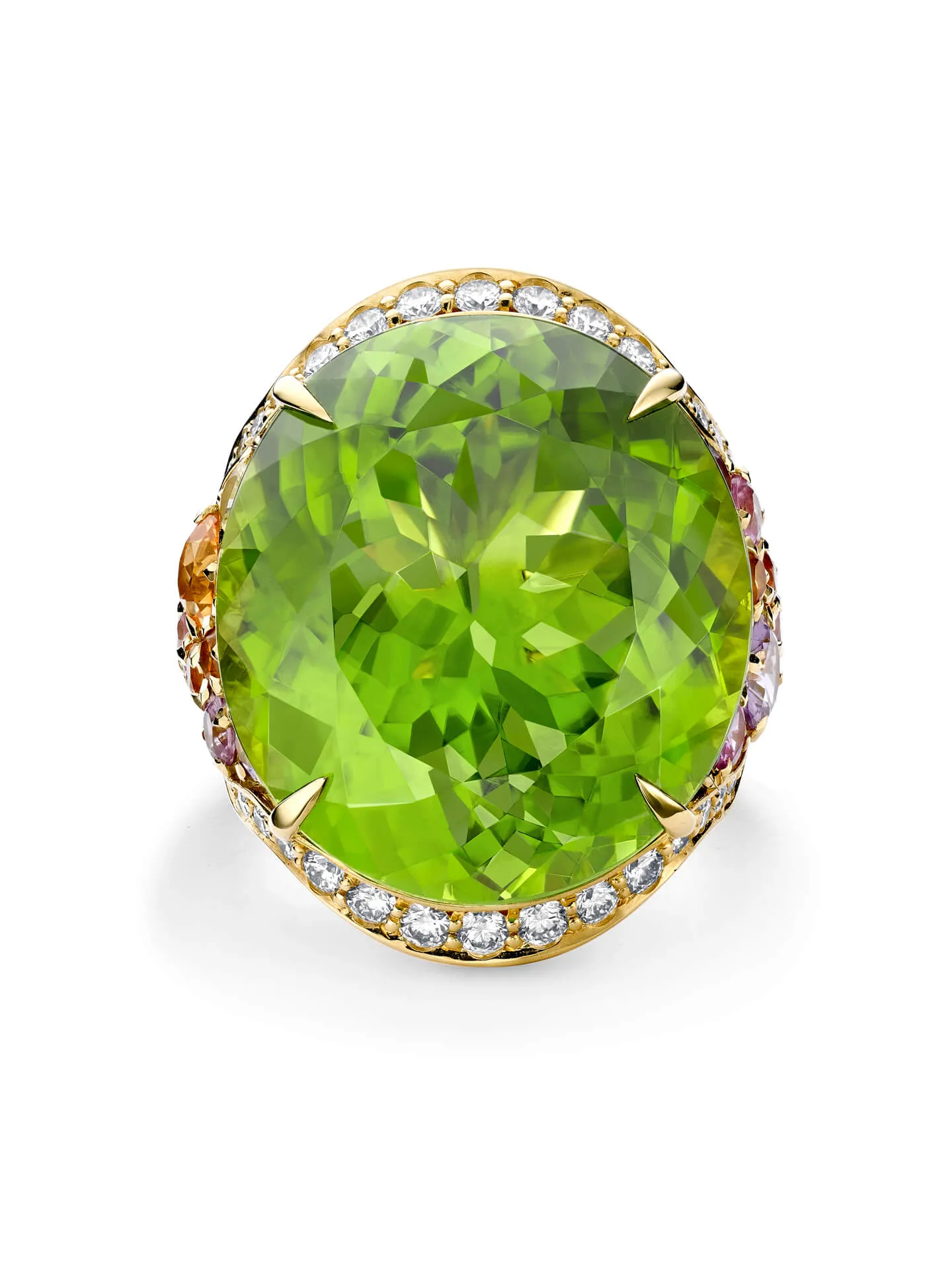 Highlands Oval Peridot Yellow Gold Ring