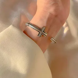 Hope Cross Cuff 925 Sterling Silver Bracelet