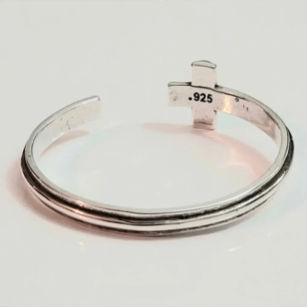 Hope Cross Cuff 925 Sterling Silver Bracelet