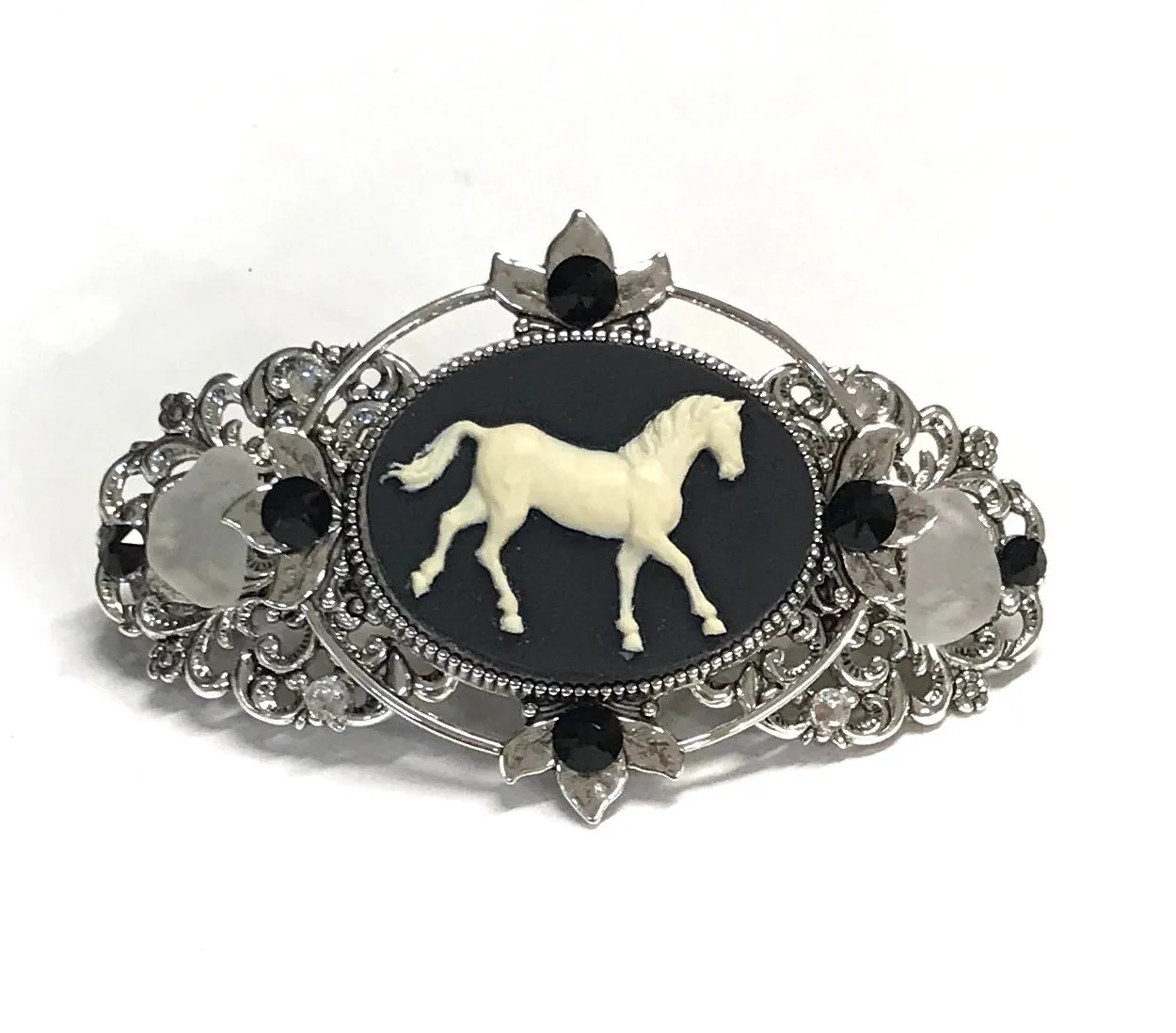 Horse Cameo Hair Barrette - Equestrian Hair Barrette