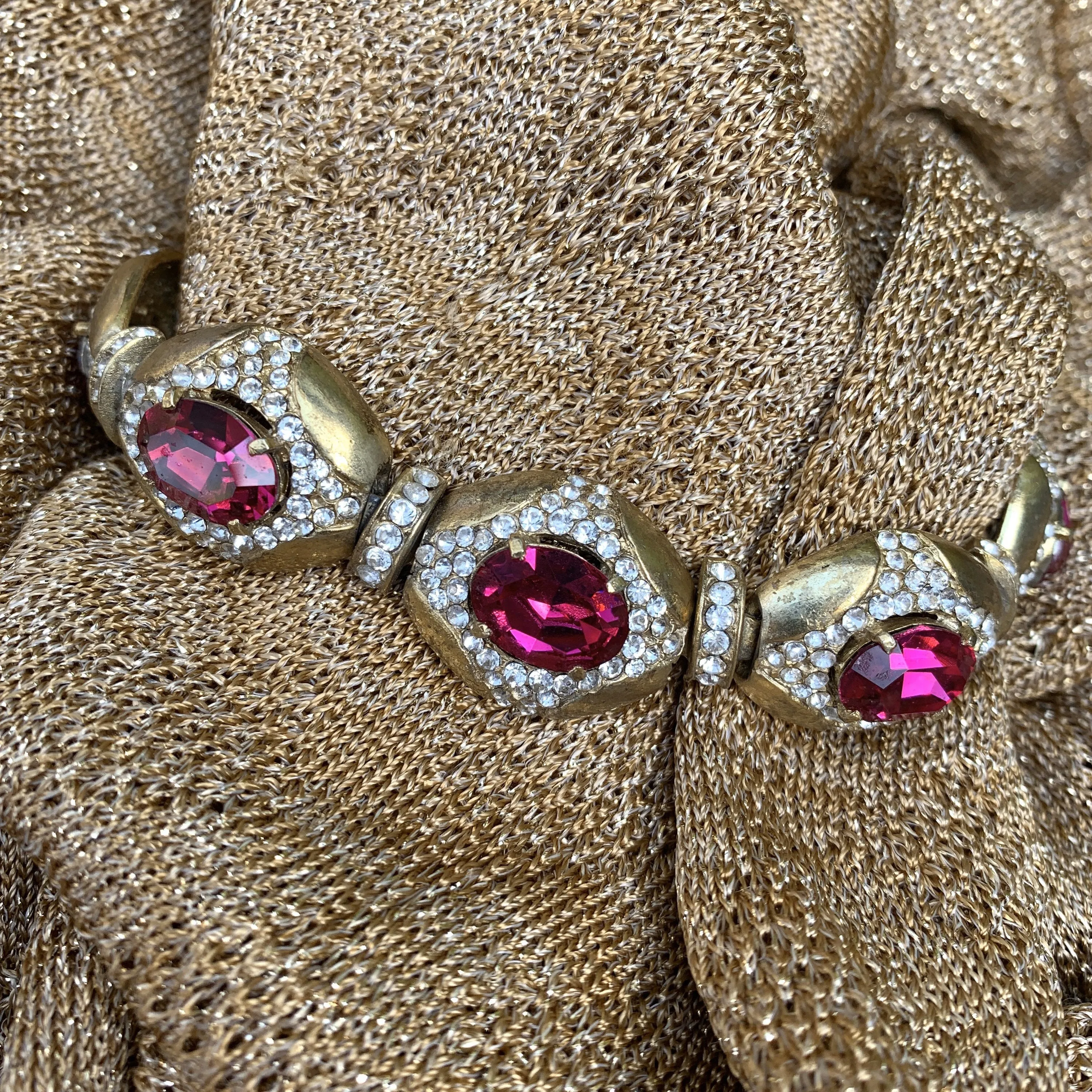 Hot Pink Crystal gold bracelet