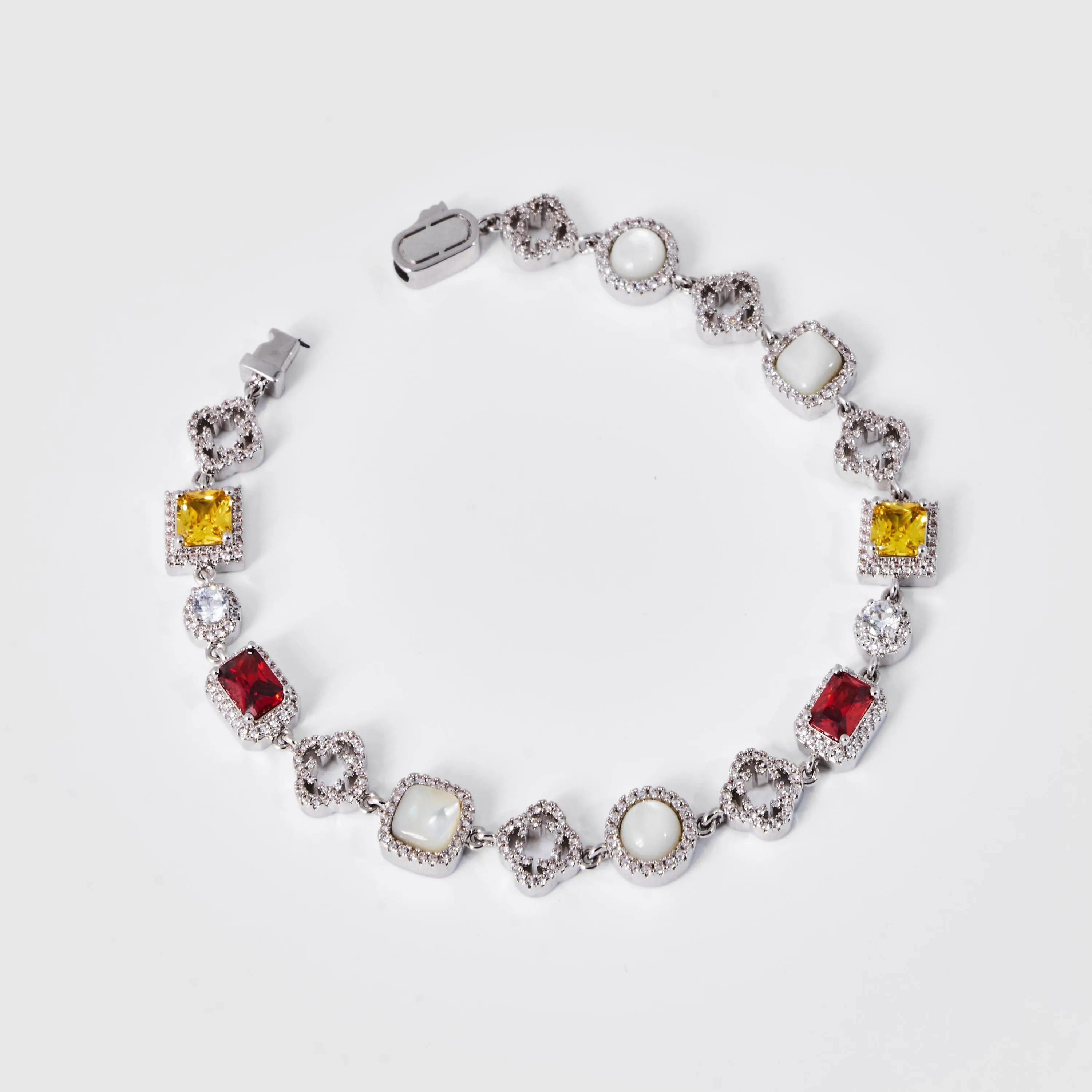 Iced Gemstone Bracelet (Silver)