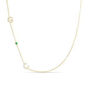 Initial Necklace With Gemstone