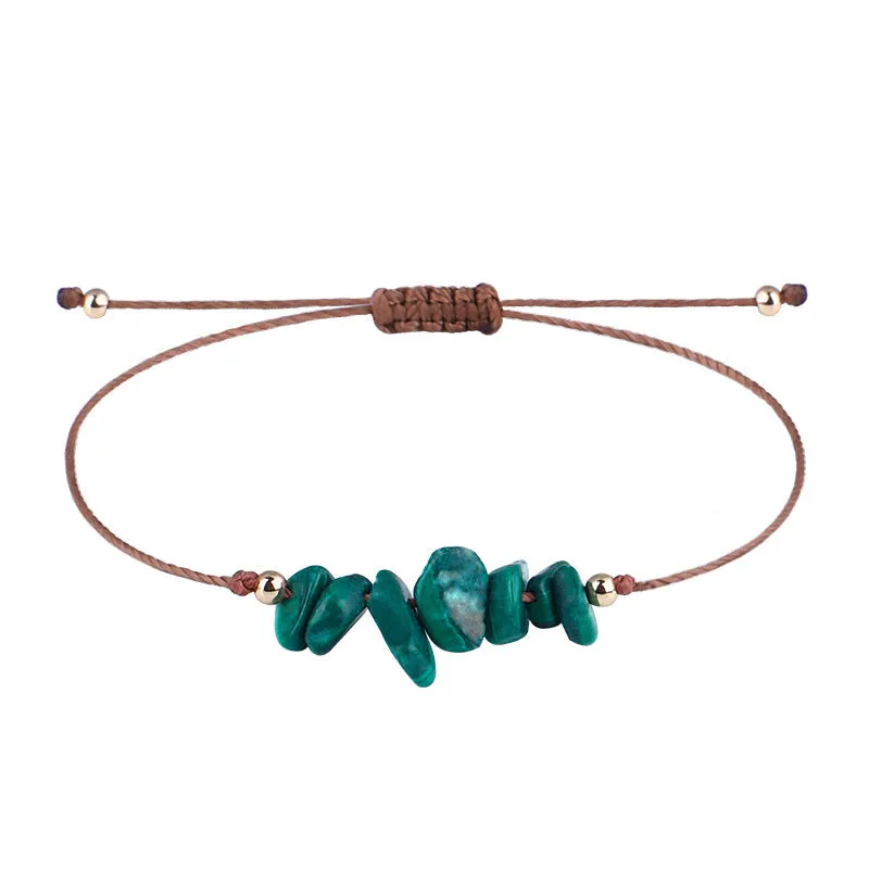 Irregular Raw Stone Woven Wax Line Bracelet