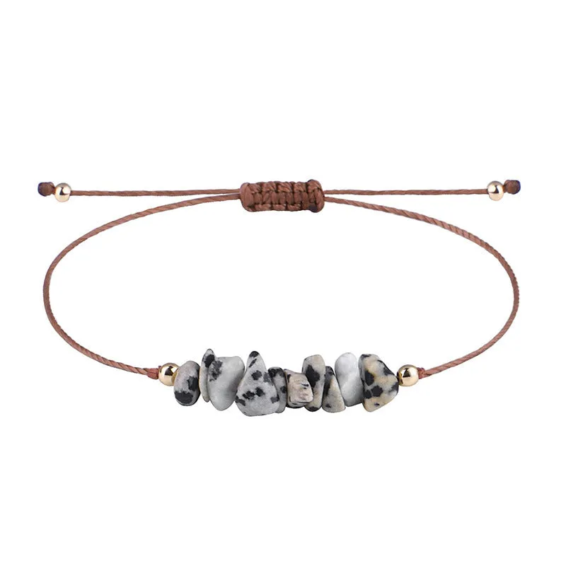 Irregular Raw Stone Woven Wax Line Bracelet