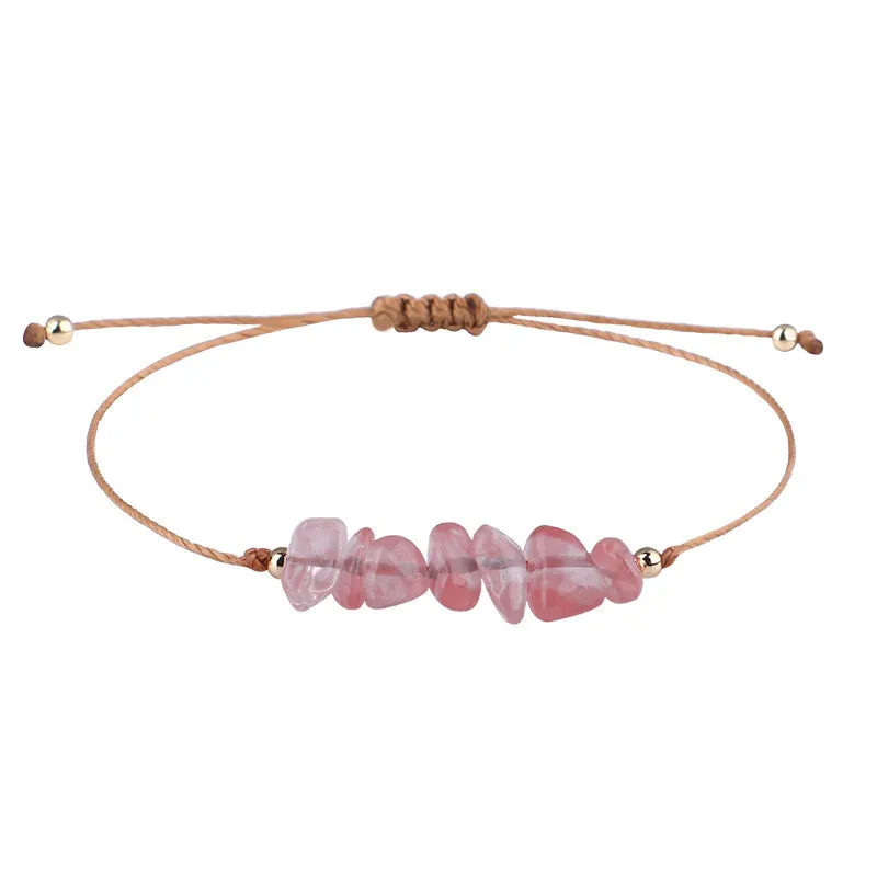 Irregular Raw Stone Woven Wax Line Bracelet