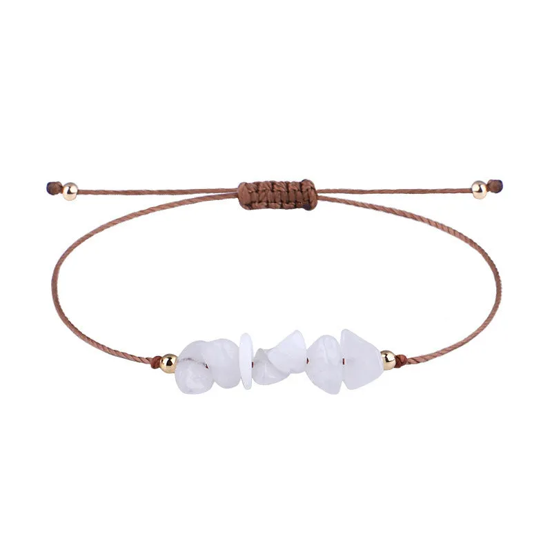 Irregular Raw Stone Woven Wax Line Bracelet