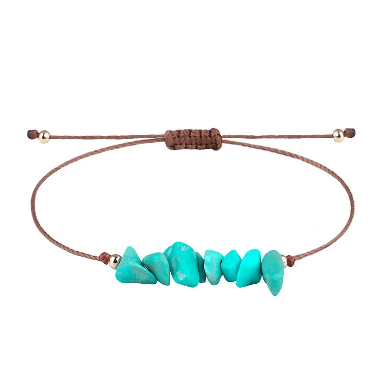 Irregular Raw Stone Woven Wax Line Bracelet