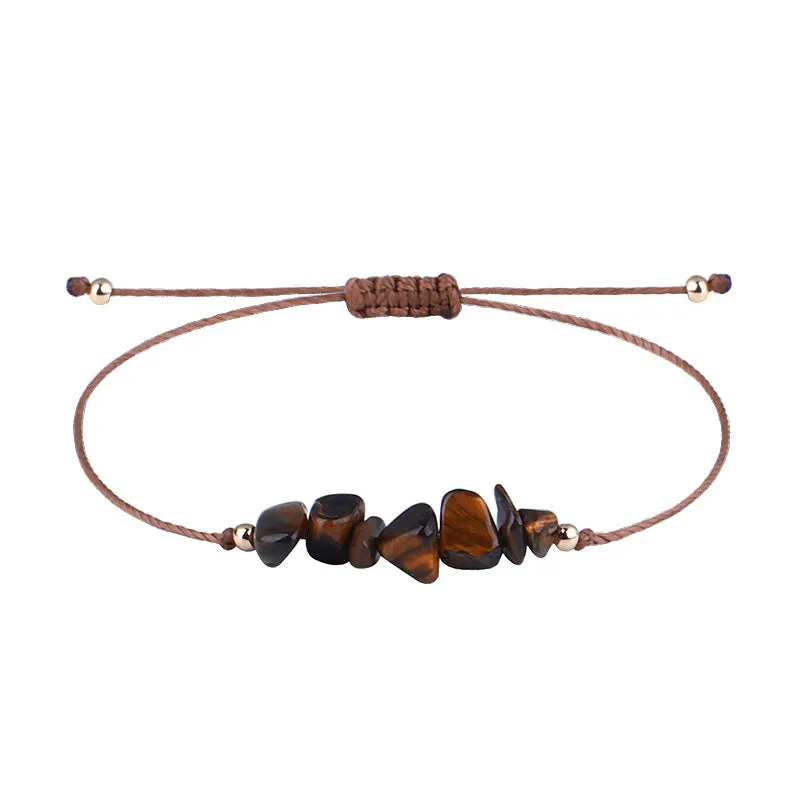 Irregular Raw Stone Woven Wax Line Bracelet