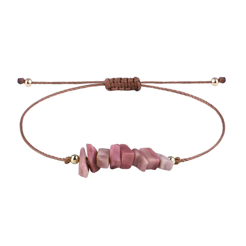 Irregular Raw Stone Woven Wax Line Bracelet