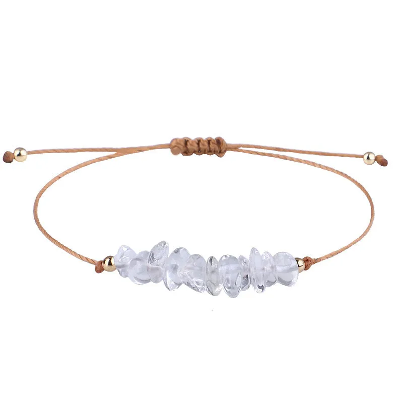 Irregular Raw Stone Woven Wax Line Bracelet