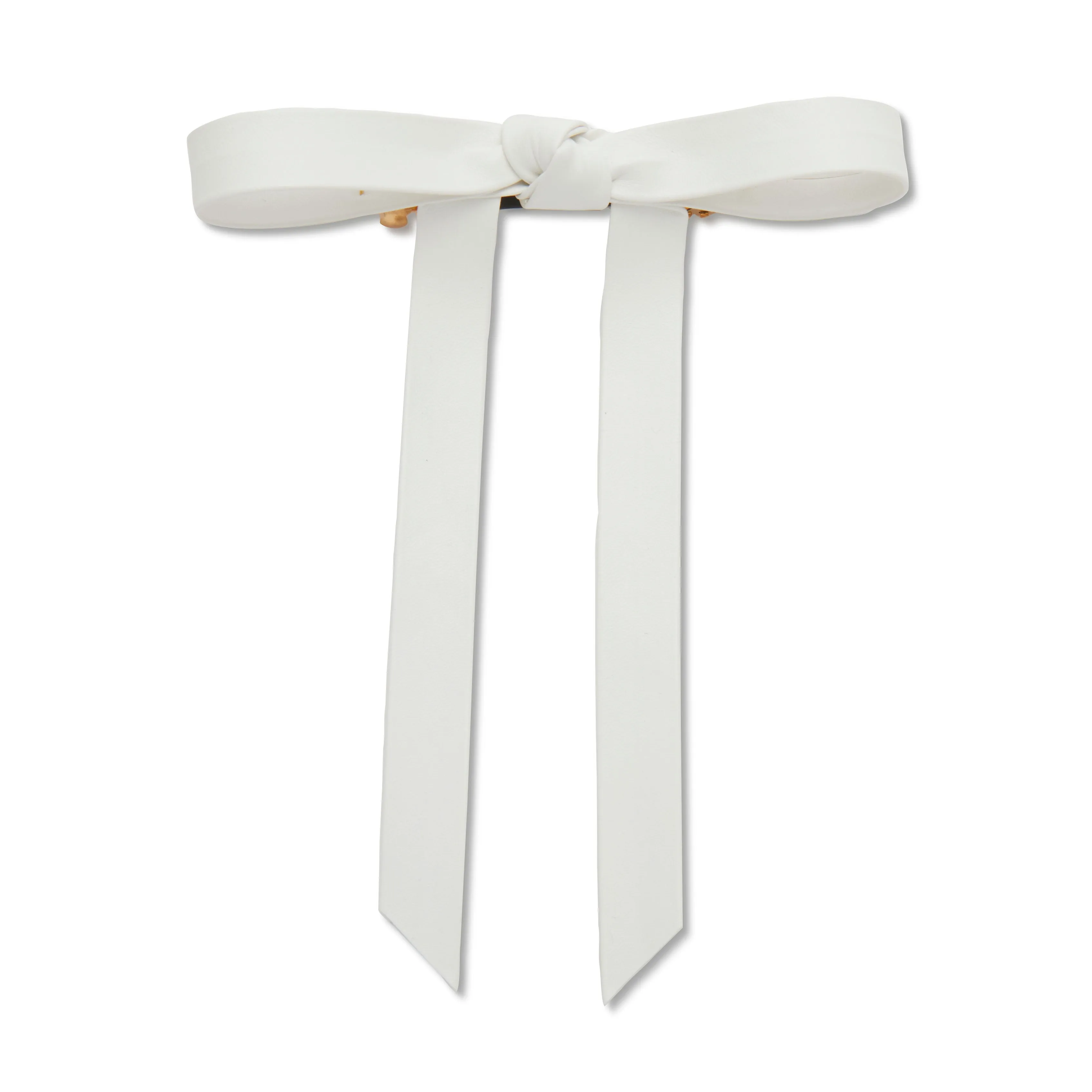 IVORY BARDOT FAUX LEATHER BOW BARRETTE