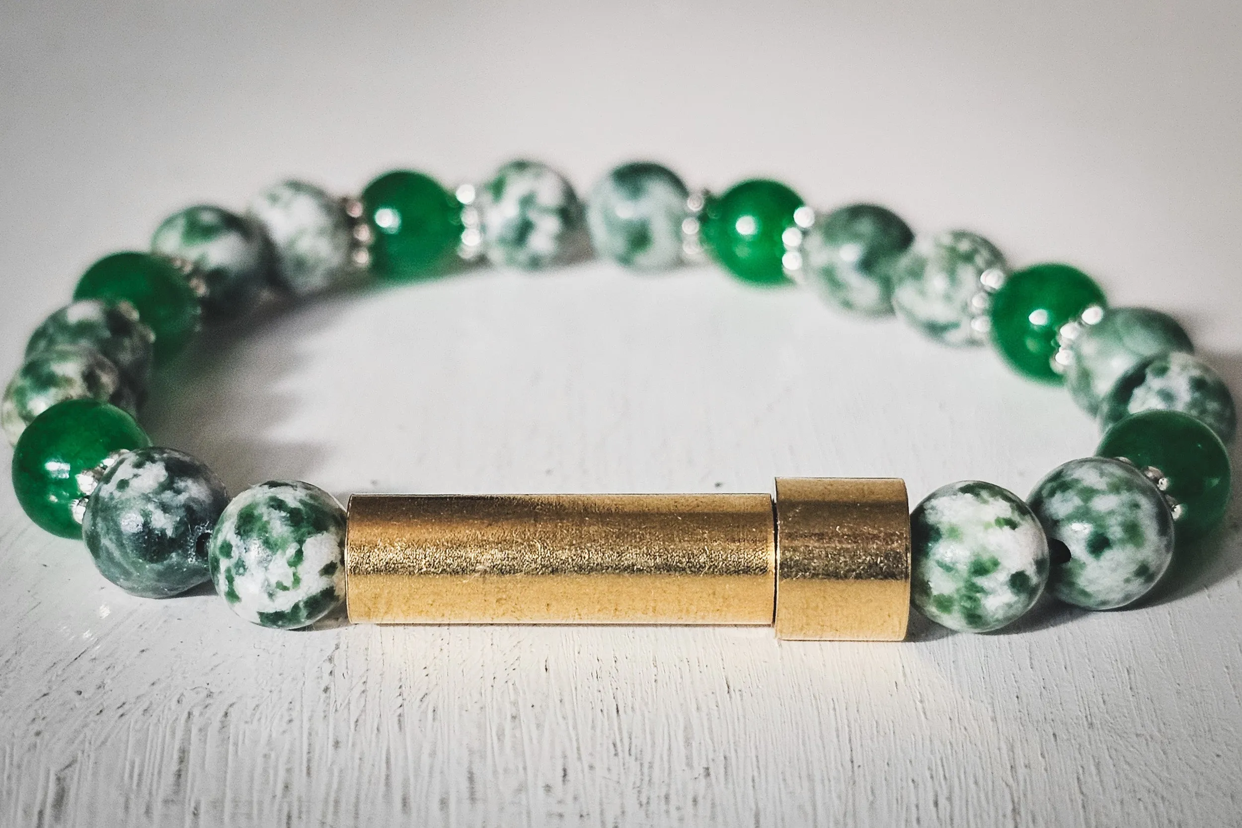 Jade and Tree Agate Healing Bracelet for Hair Fur or Ash