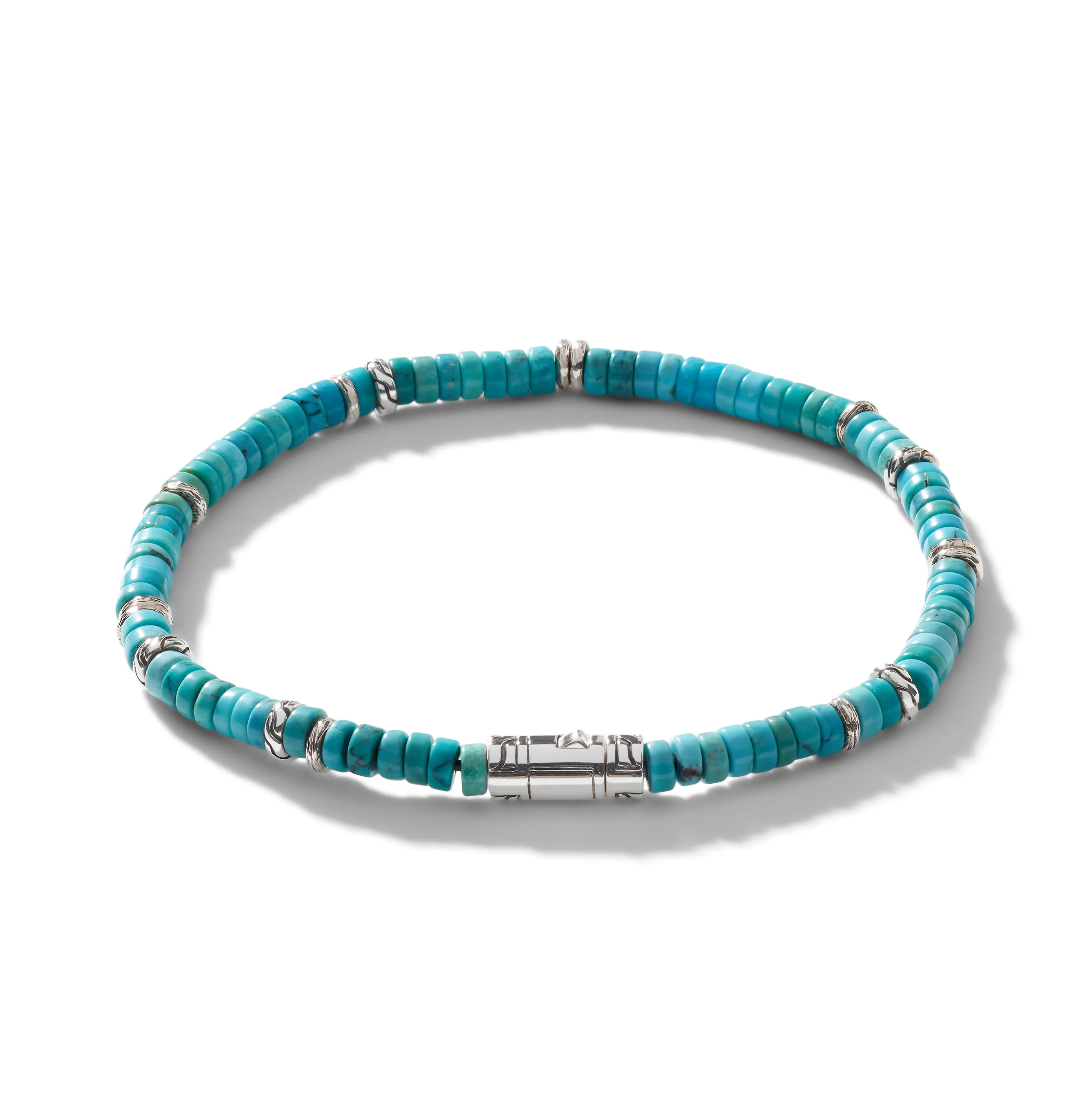 John Hardy Classic Chain Bracelet with Heishi Turquoise Beads