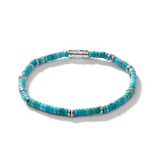 John Hardy Classic Chain Bracelet with Heishi Turquoise Beads