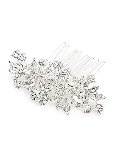 Kairangi Comb Pin for Women Floral Comb Clips for Hair for Women Western Crystal Hair Pin Bridal Hair Accessories for Wedding Side Pin/Comb Pin/Juda Pin Accessories for Women