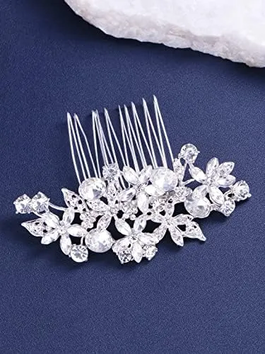 Kairangi Comb Pin for Women Floral Comb Clips for Hair for Women Western Crystal Hair Pin Bridal Hair Accessories for Wedding Side Pin/Comb Pin/Juda Pin Accessories for Women