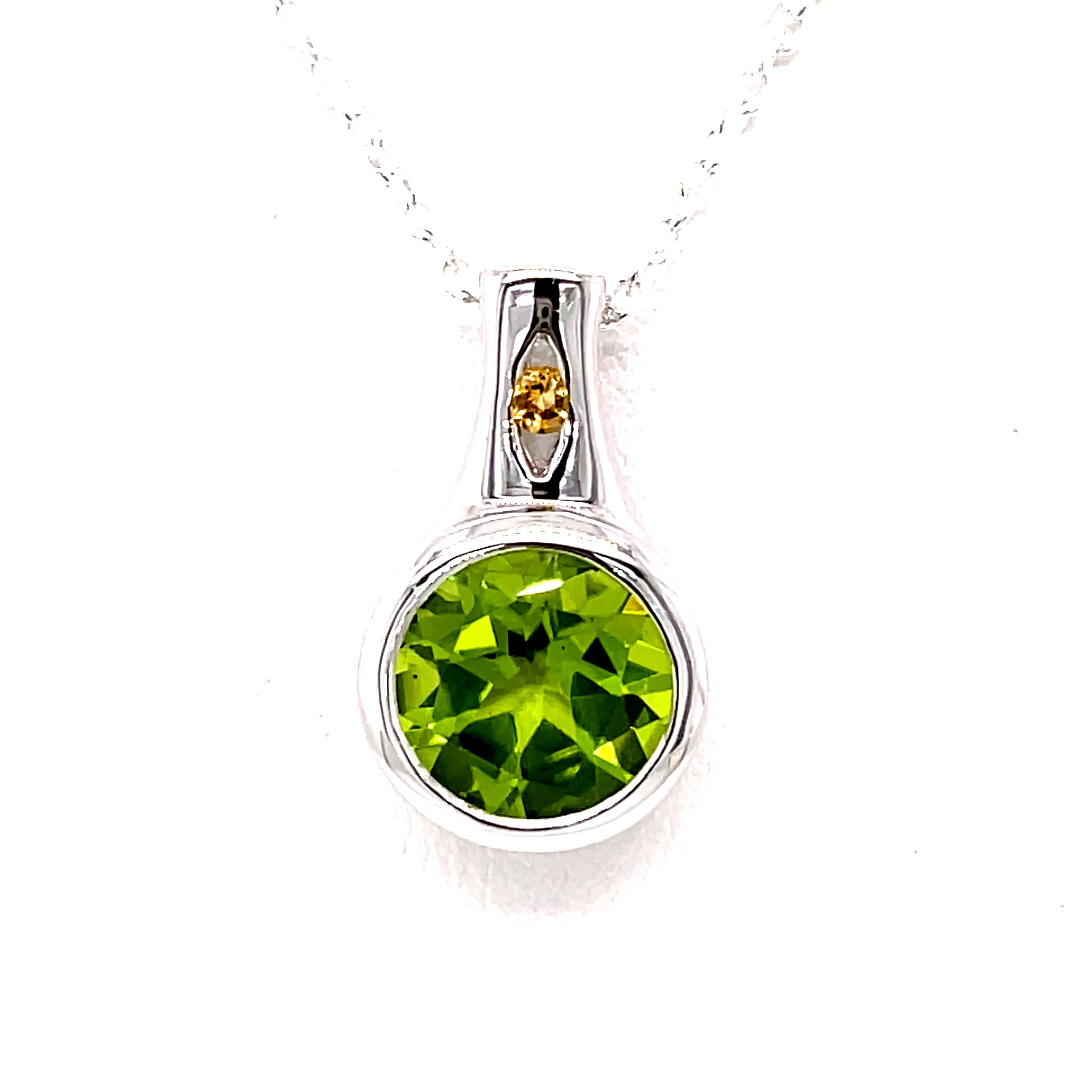 Kaleidoscope Round Peridot & Golden Citrine Pendant